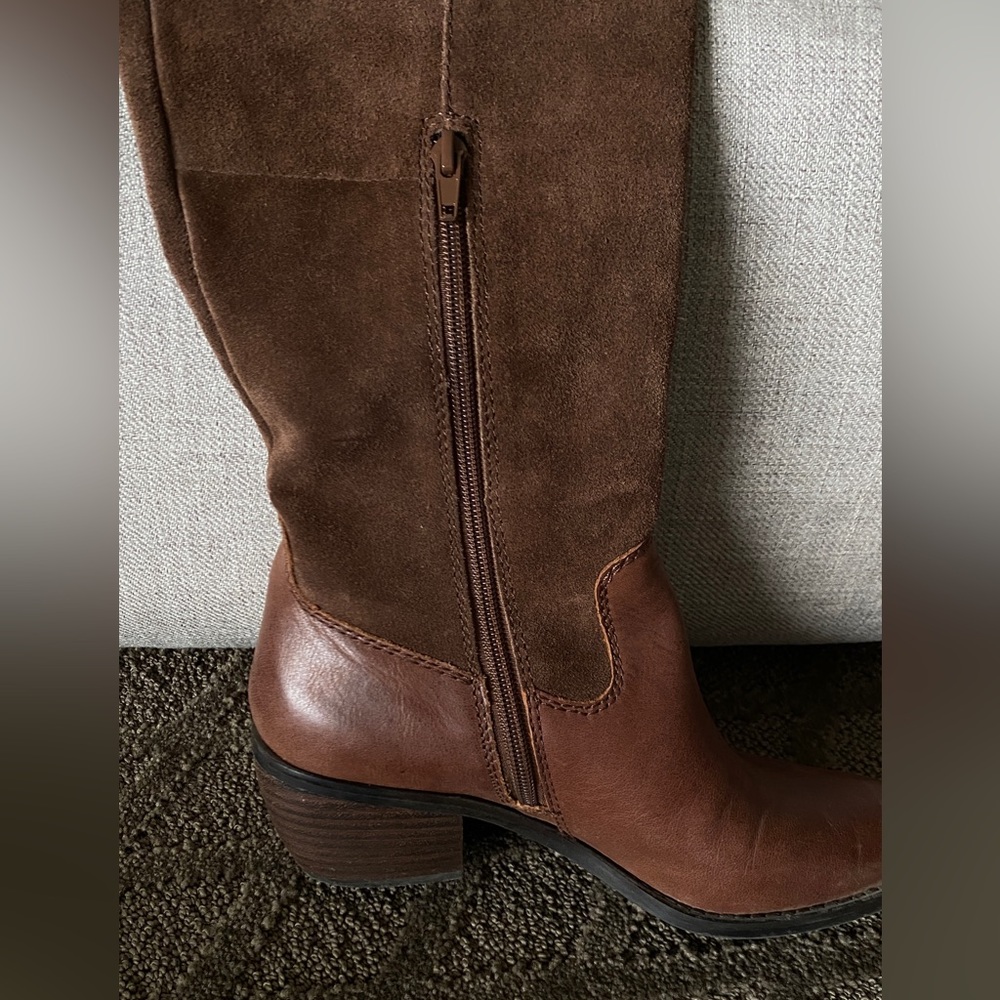 Lucky Brand Over The Knee Boots Size 7  Brown Leather & Suede - Picture 7 of 10